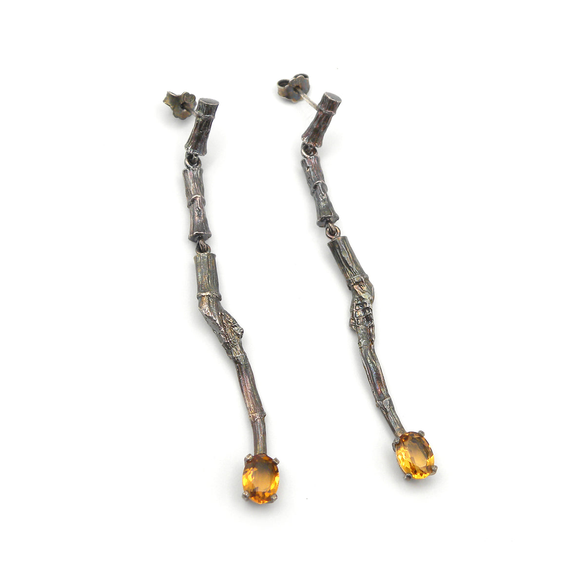 Branch and yellow quartz earrings